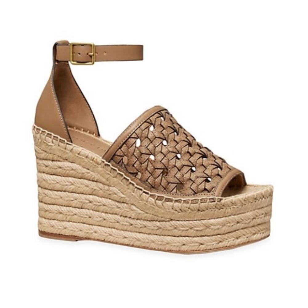 NEW Tory Burch Basketweave Espadrille Wedge Sandal